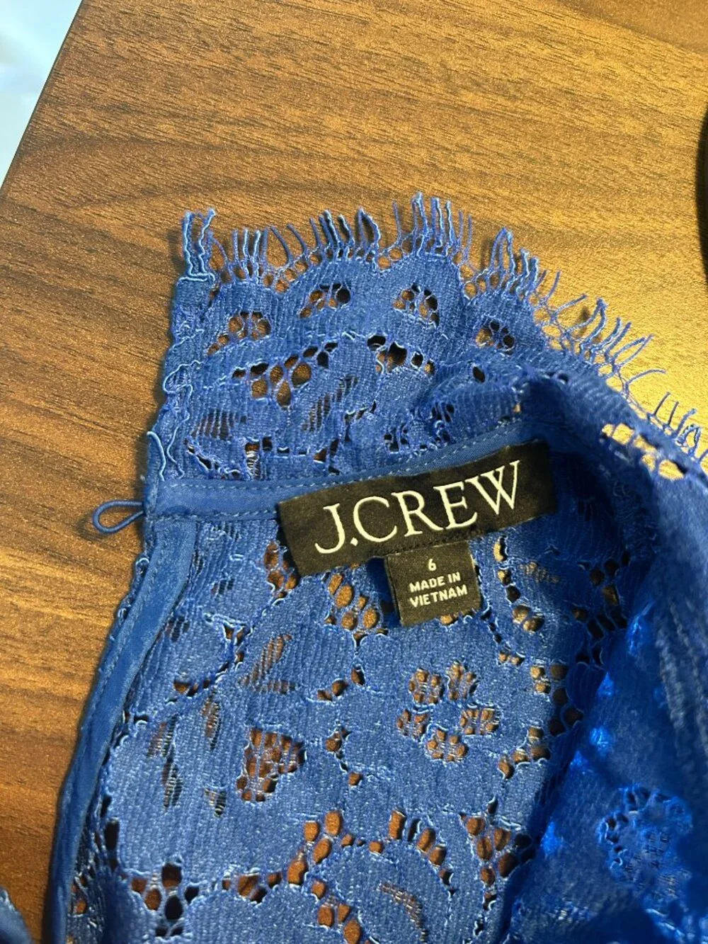 J. Crew Royal Blue Long Sleeve Lace Blouse